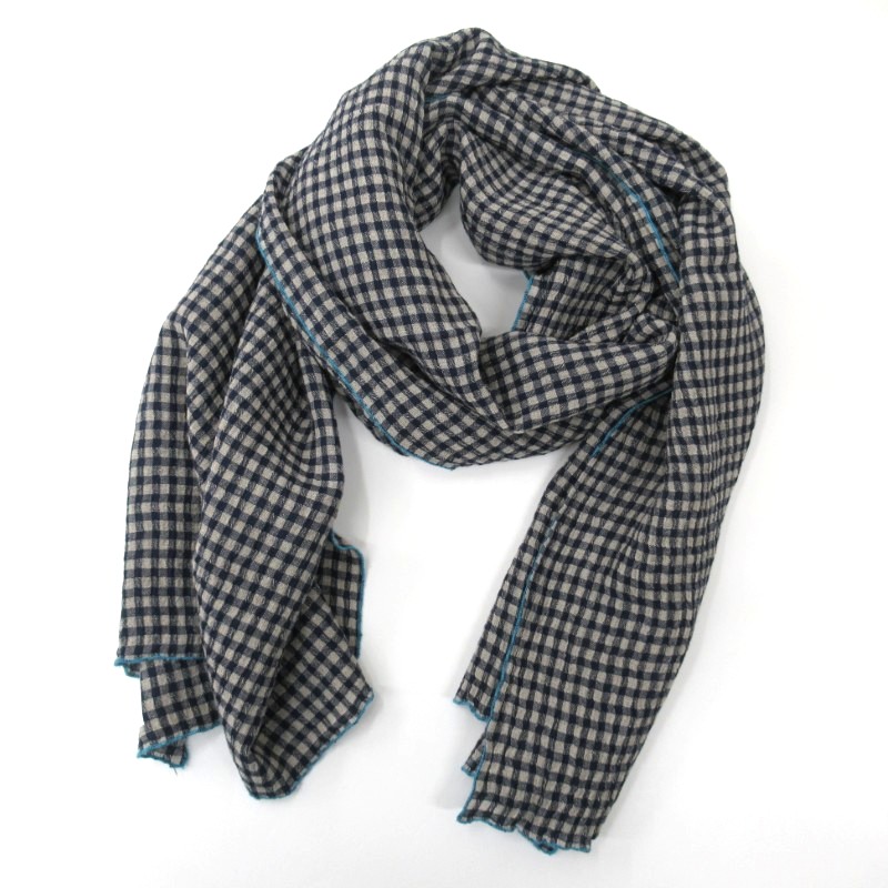 DAYS  楊柳ギンガムストール /NV×BL78  【日本製】